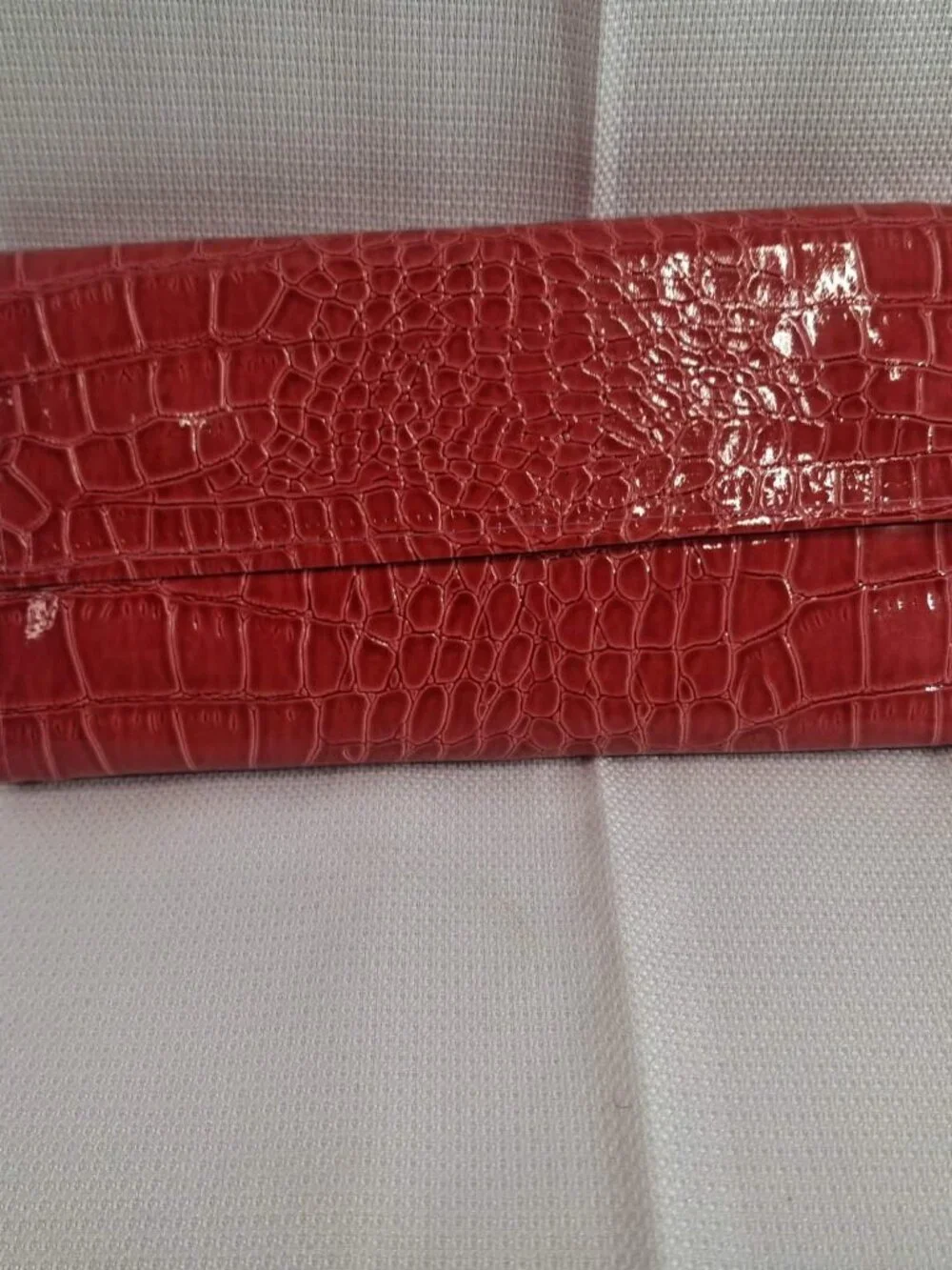 Make-Up Brush Set Faux Leather Red Roll Up Snap Close Case